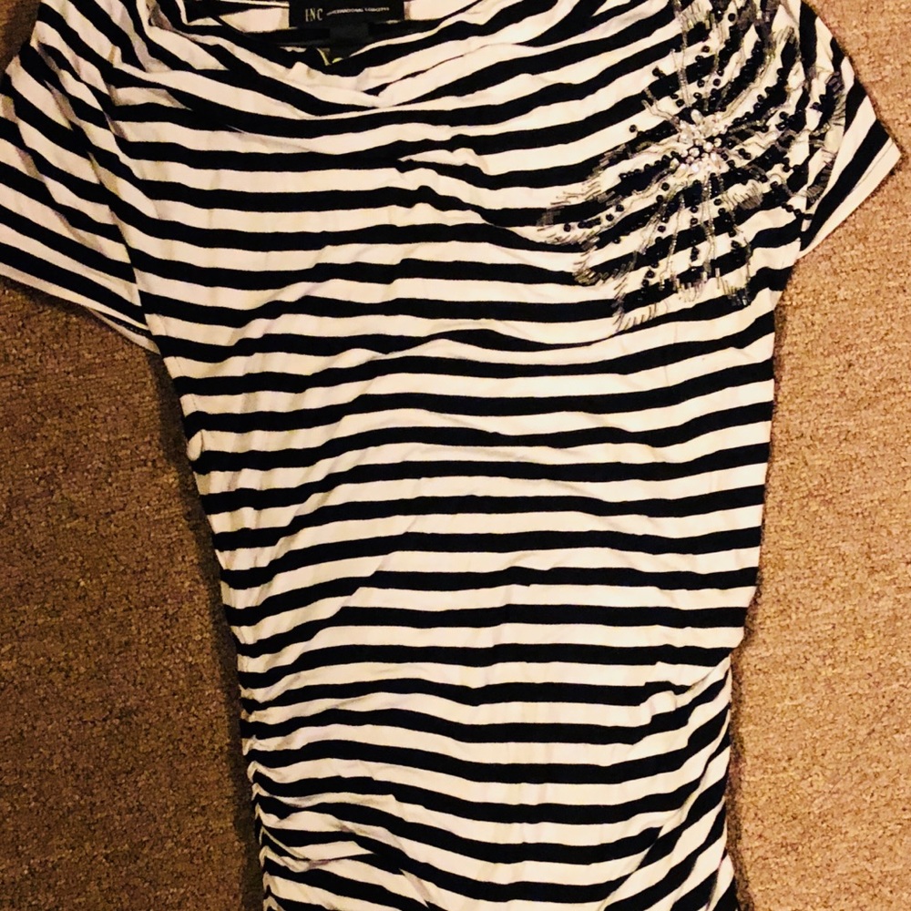 INC black and white embellished shirt